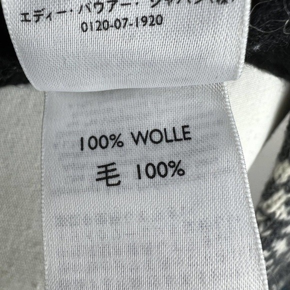 Eddie Bauer Vintage Gray Black Fair Isle Nordic Wool Cardigan Sweater S - Picture 13 of 14